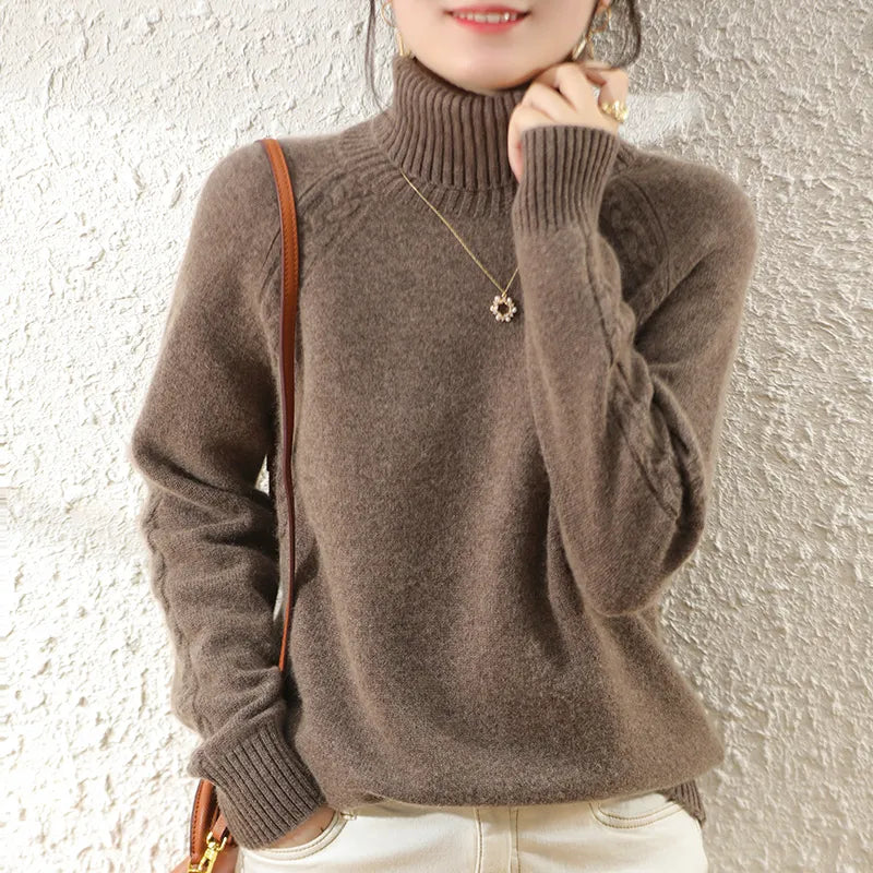 Women's 100% Australian Wool Turtleneck Jumper – Thick Winter Knit