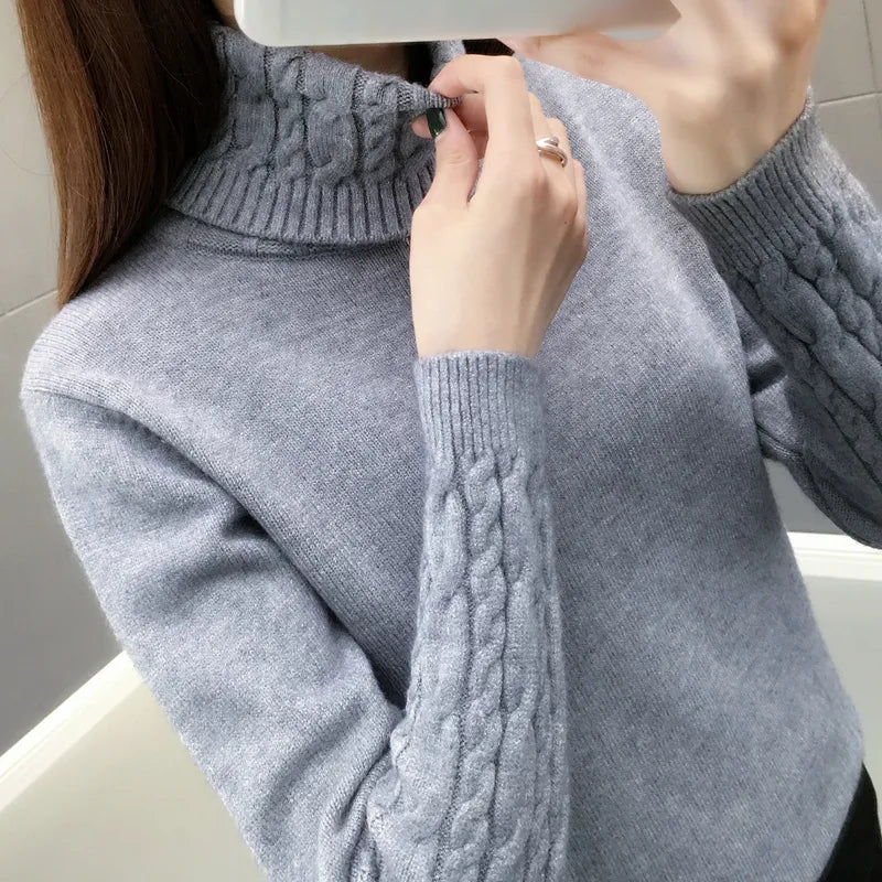 Women's Turtleneck Slim Fit Jumper – Thick Warm Winter Pullover