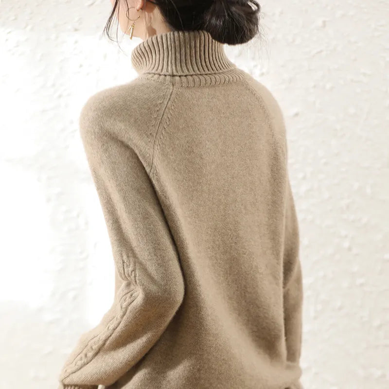 Women's 100% Australian Wool Turtleneck Jumper – Thick Winter Knit