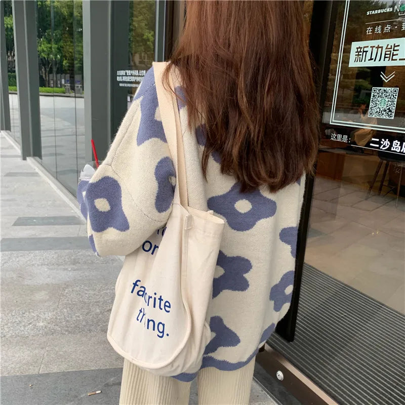 Women's Floral Oversized Pullover Jumper – Cosy Winter Knit