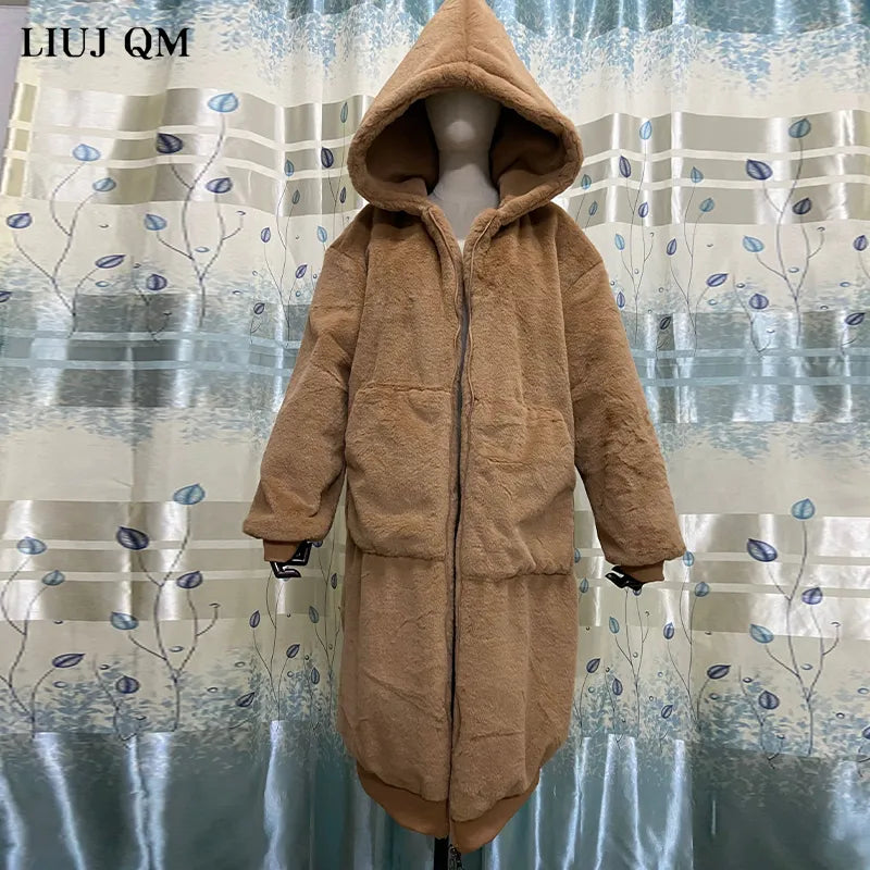 Women's Oversized Faux Fur Hooded Coat – Long Warm Winter Jacket