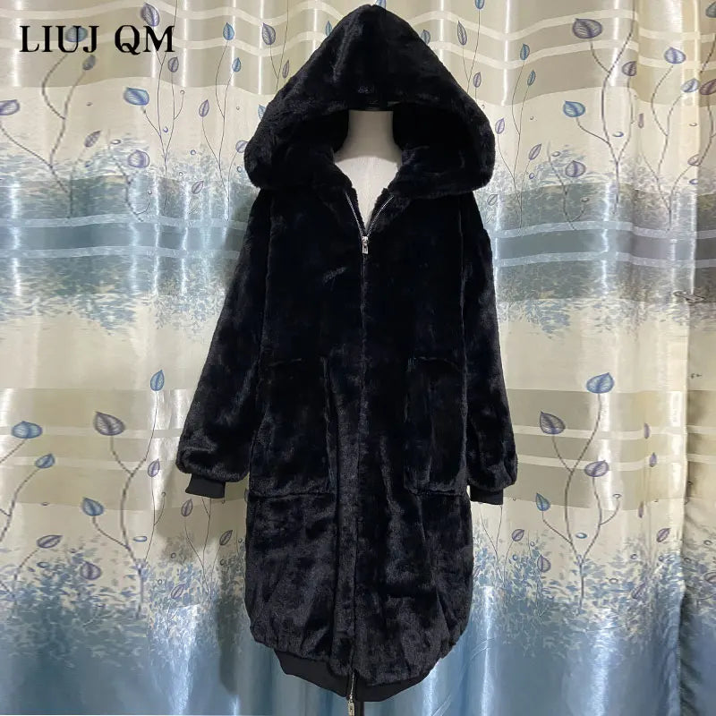 Women's Oversized Faux Fur Hooded Coat – Long Warm Winter Jacket