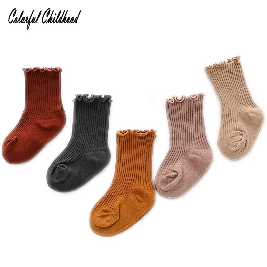 Girls' Ruffle Ankle Socks – Soft Cotton Candy Colour, Ages 0–7
