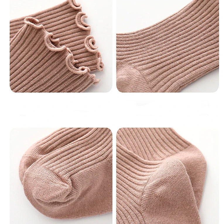 Girls' Ruffle Ankle Socks – Soft Cotton Candy Colour, Ages 0–7