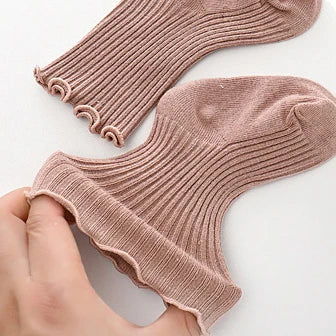 Girls' Ruffle Ankle Socks – Soft Cotton Candy Colour, Ages 0–7
