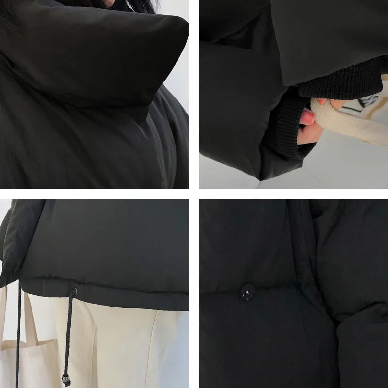 Women's Short Down Parka Jacket – Oversized Stand Collar Winter Coat