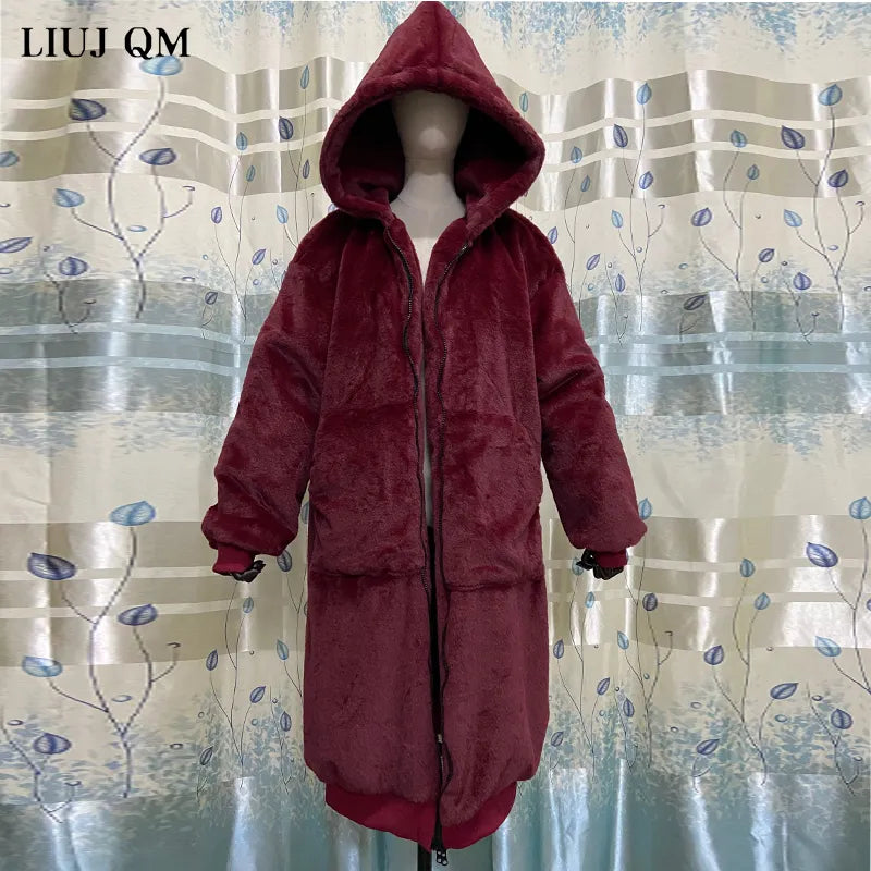 Women's Oversized Faux Fur Hooded Coat – Long Warm Winter Jacket