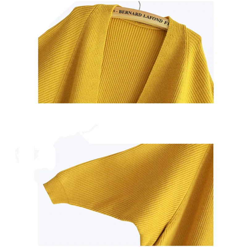 Women's Long Batwing Sleeve Cardigan – Loose Knit Open-Front Jacket