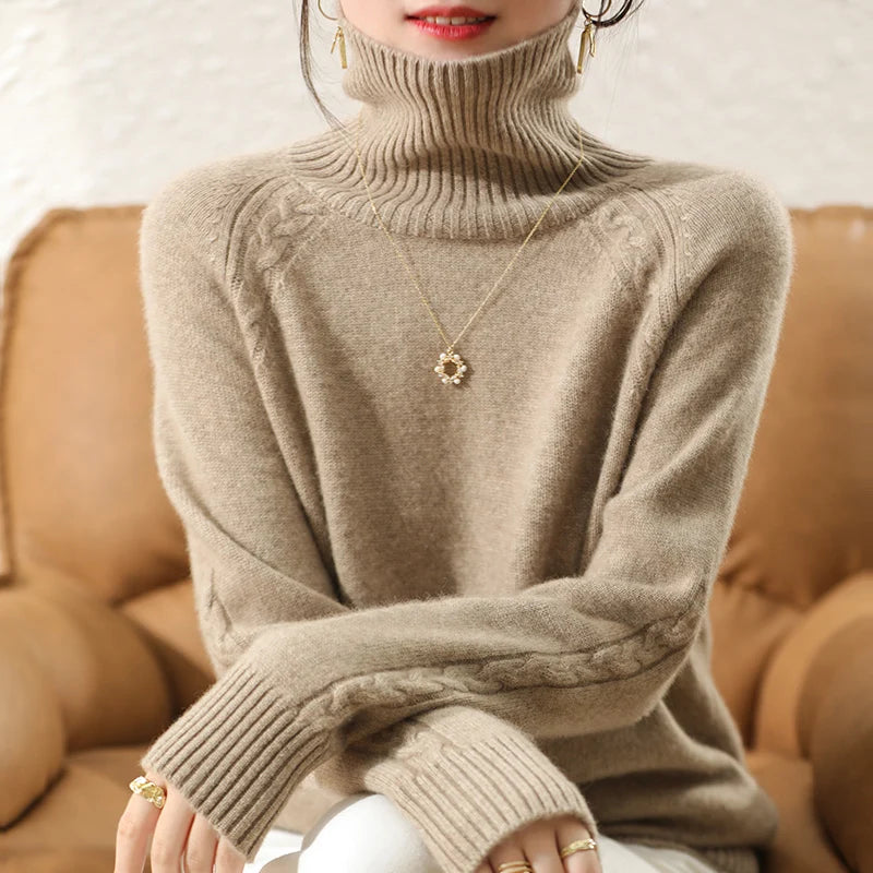 Women's 100% Australian Wool Turtleneck Jumper – Thick Winter Knit