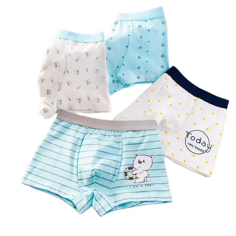 Boys' Cotton Boxer Shorts – 4-Pack, Fun Printed Underwear