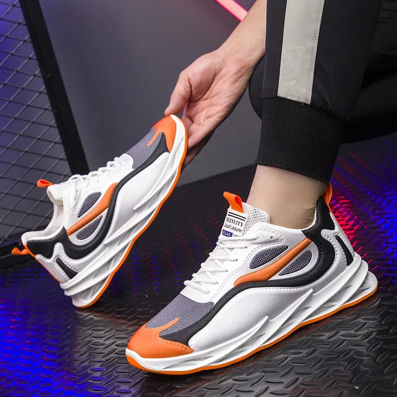Men's Breathable Casual Shoes – Thick Sole Fabric Trainers