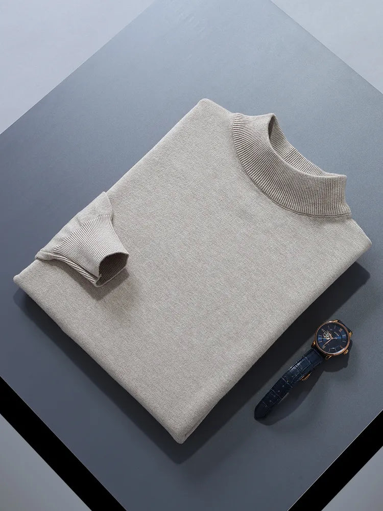 Men's Cashmere Blend Half-Turtleneck Jumper – Soft Warm Winter Knit