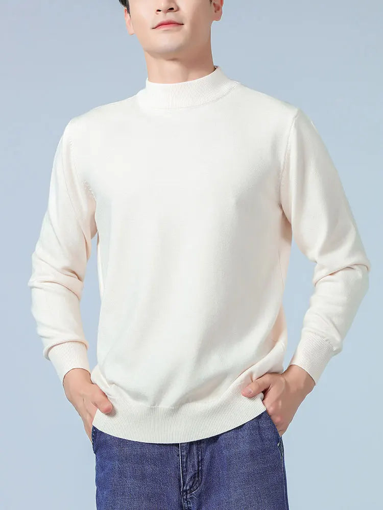 Men's Cashmere Blend Half-Turtleneck Jumper – Soft Warm Winter Knit