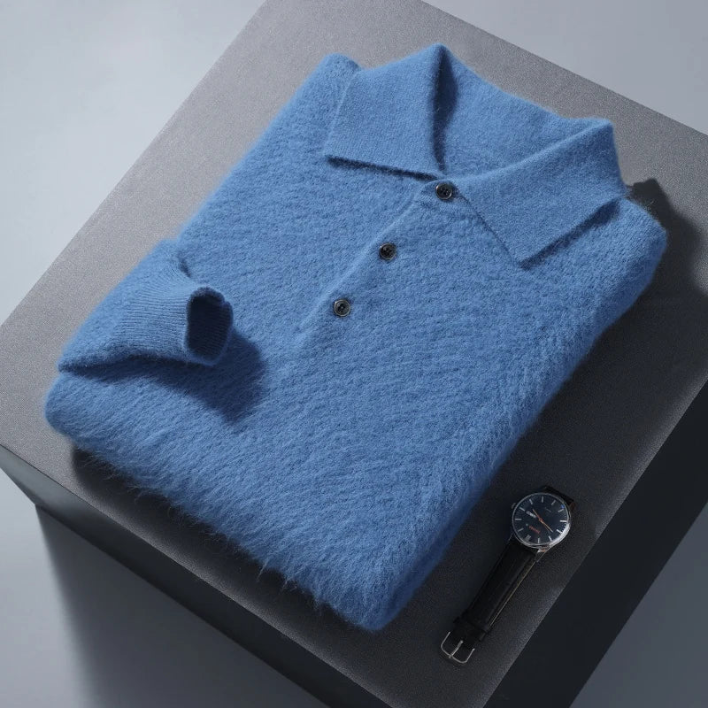 Men's Polo Neck Cashmere Blend Jumper – Warm Winter Knit Pullover