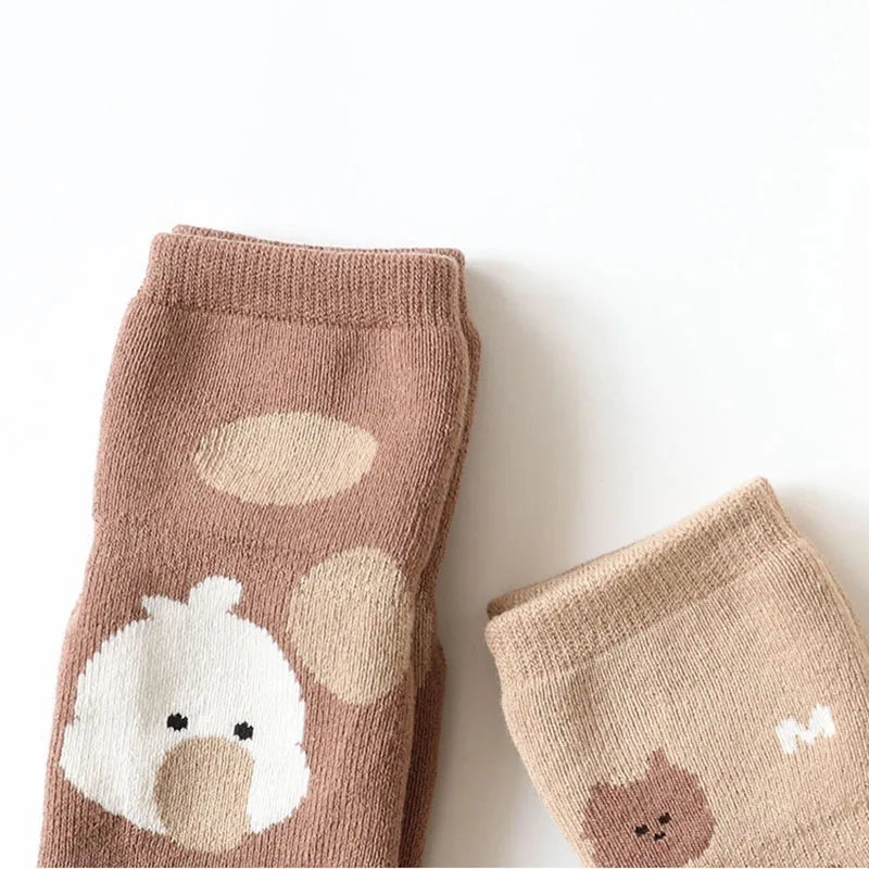 Baby & Toddler Anti-Slip Floor Socks – 5 Pairs, Cartoon Print, Ages 0–5