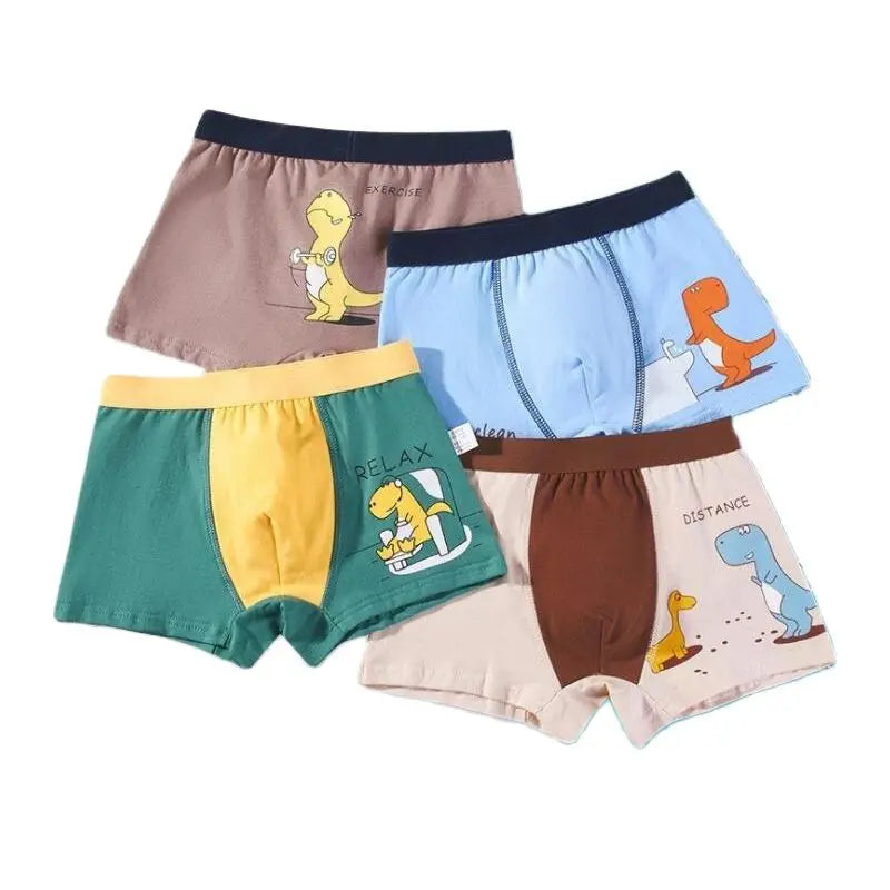 Boys' Cotton Boxer Shorts – 4-Pack, Fun Printed Underwear