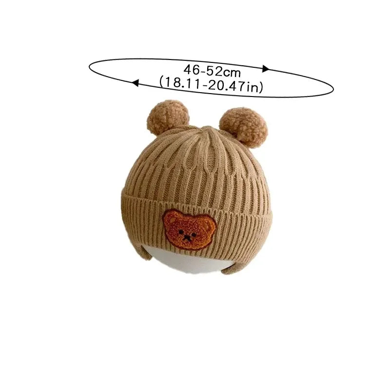 Baby & Toddler Bear Ear Knitted Hat – Warm Winter Beanie with Ear Protection