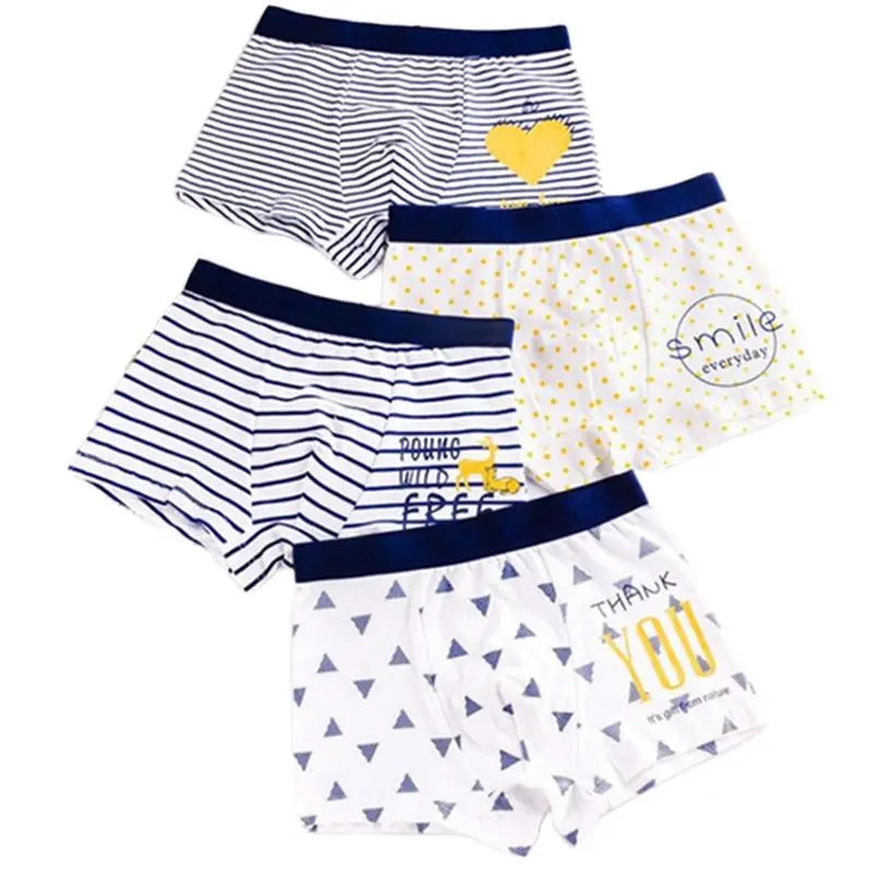 Boys' Cotton Boxer Shorts – 4-Pack, Fun Printed Underwear