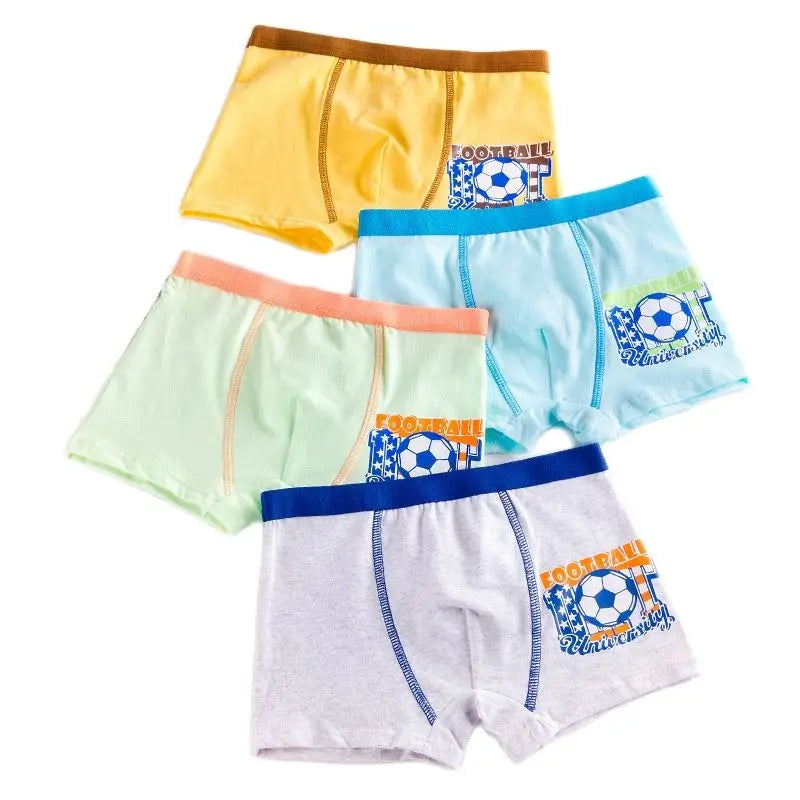 Boys' Cotton Boxer Shorts – 4-Pack, Fun Printed Underwear