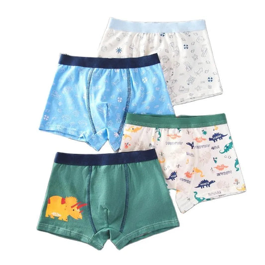 Boys' Cotton Boxer Shorts – 4-Pack, Fun Printed Underwear
