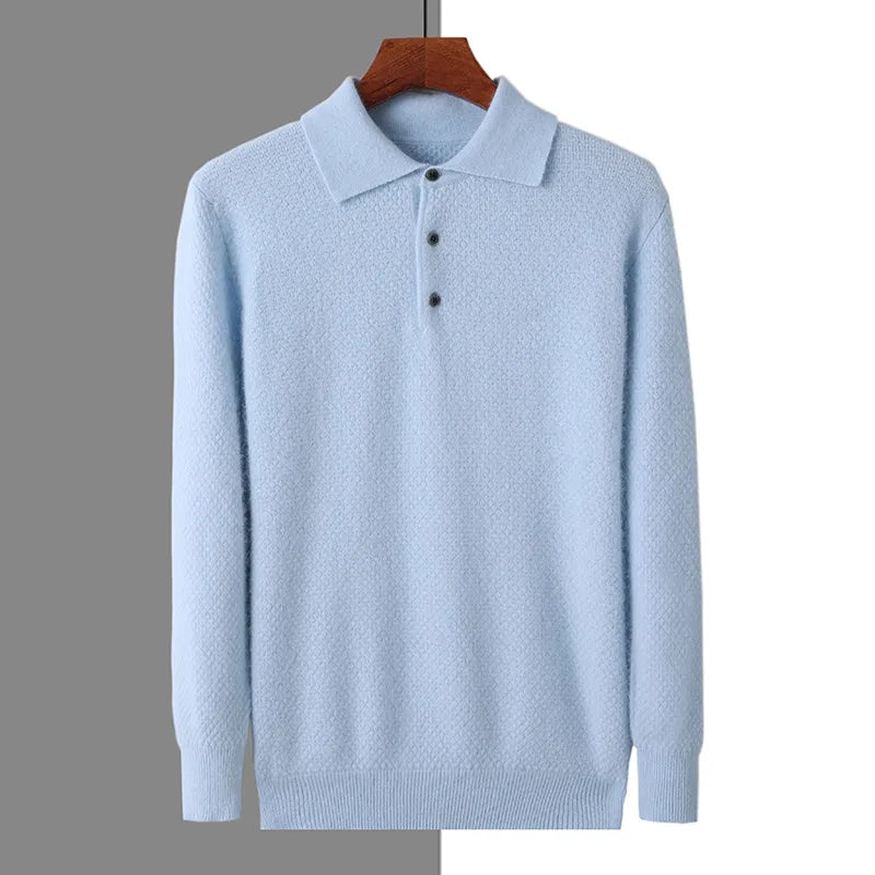 Men's Polo Neck Cashmere Blend Jumper – Warm Winter Knit Pullover