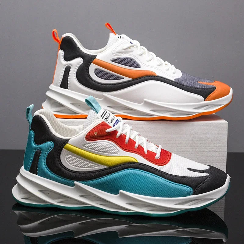 Men's Breathable Casual Shoes – Thick Sole Fabric Trainers