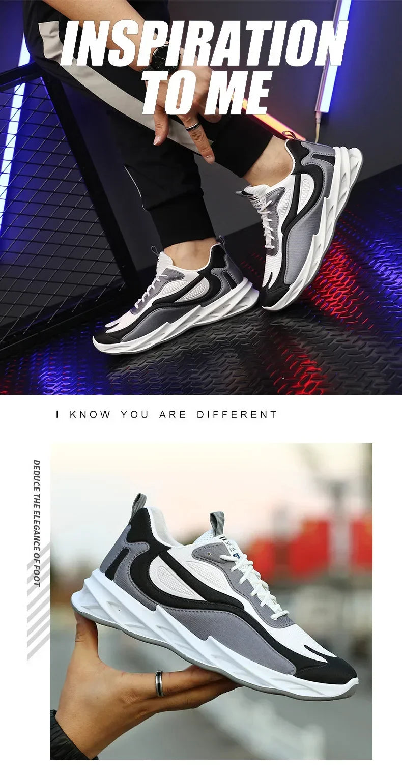 Men's Cushioned Running Trainers – Breathable Lightweight Sports Shoes