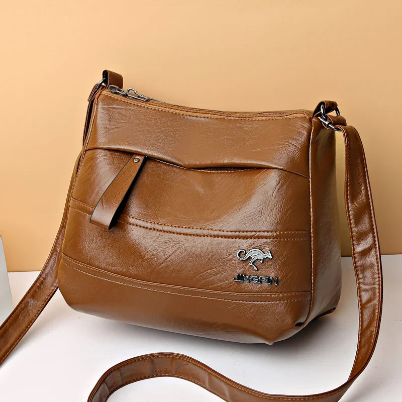 Women's Sheepskin Leather Crossbody Bag – Elegant One-Shoulder Handbag