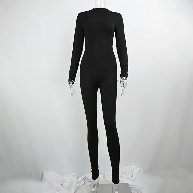 Women's Long Sleeve Bodycon Jumpsuit – Skinny Fit Streetwear Romper