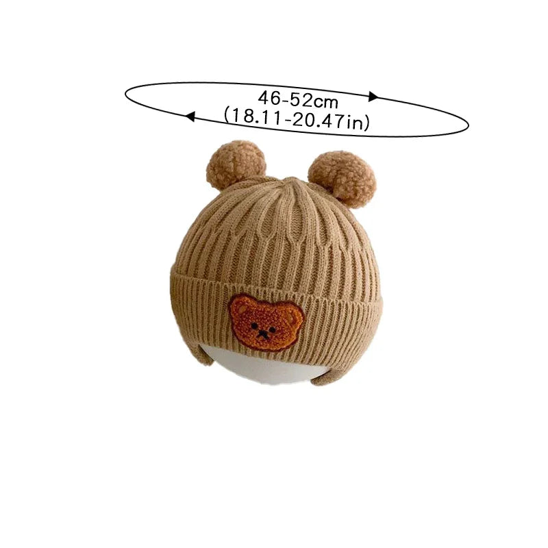 Baby & Toddler Bear Ear Knitted Hat – Warm Winter Beanie with Ear Protection