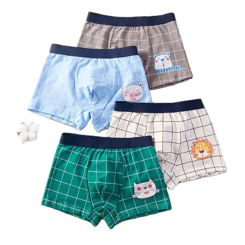 Boys' Cotton Boxer Shorts – 4-Pack, Fun Printed Underwear