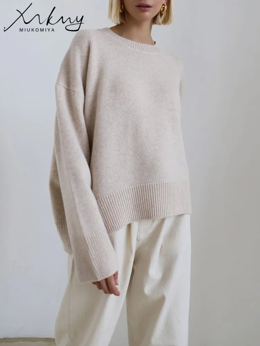 Women's Oversized Chunky Knit Jumper – Loose Fit Winter Pullover