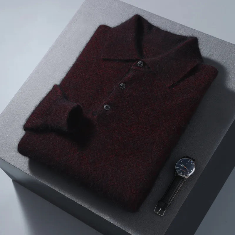 Men's Polo Neck Cashmere Blend Jumper – Warm Winter Knit Pullover