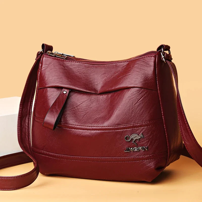 Women's Sheepskin Leather Crossbody Bag – Elegant One-Shoulder Handbag