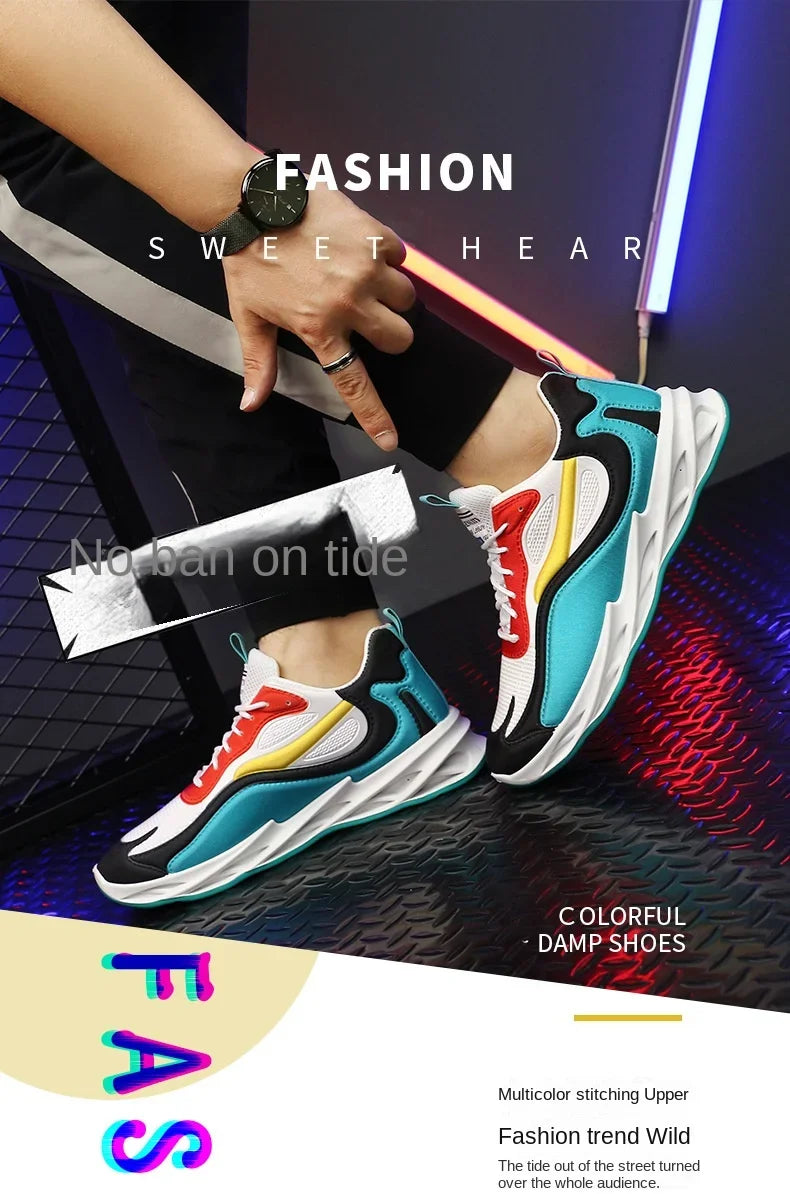 Men's Breathable Casual Shoes – Thick Sole Fabric Trainers