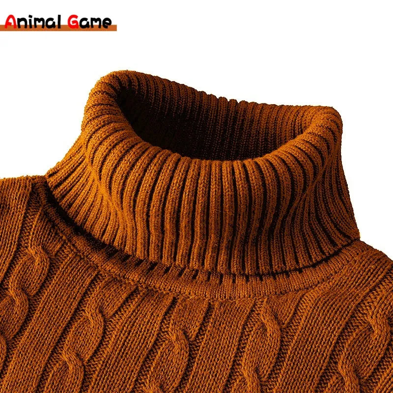 Men's Rollneck Knit Jumper – Warm Winter Turtleneck Pullover