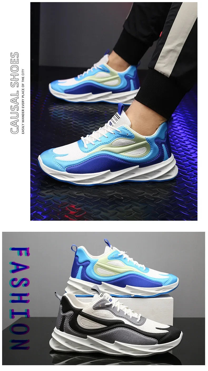 Men's Breathable Casual Shoes – Thick Sole Fabric Trainers