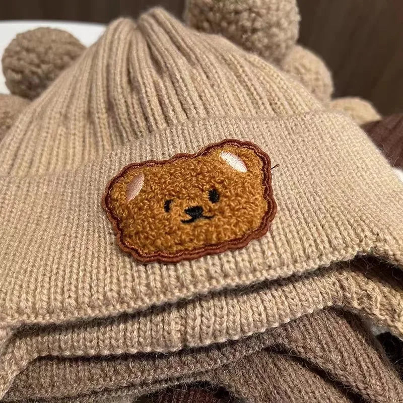 Baby & Toddler Bear Ear Knitted Hat – Warm Winter Beanie with Ear Protection