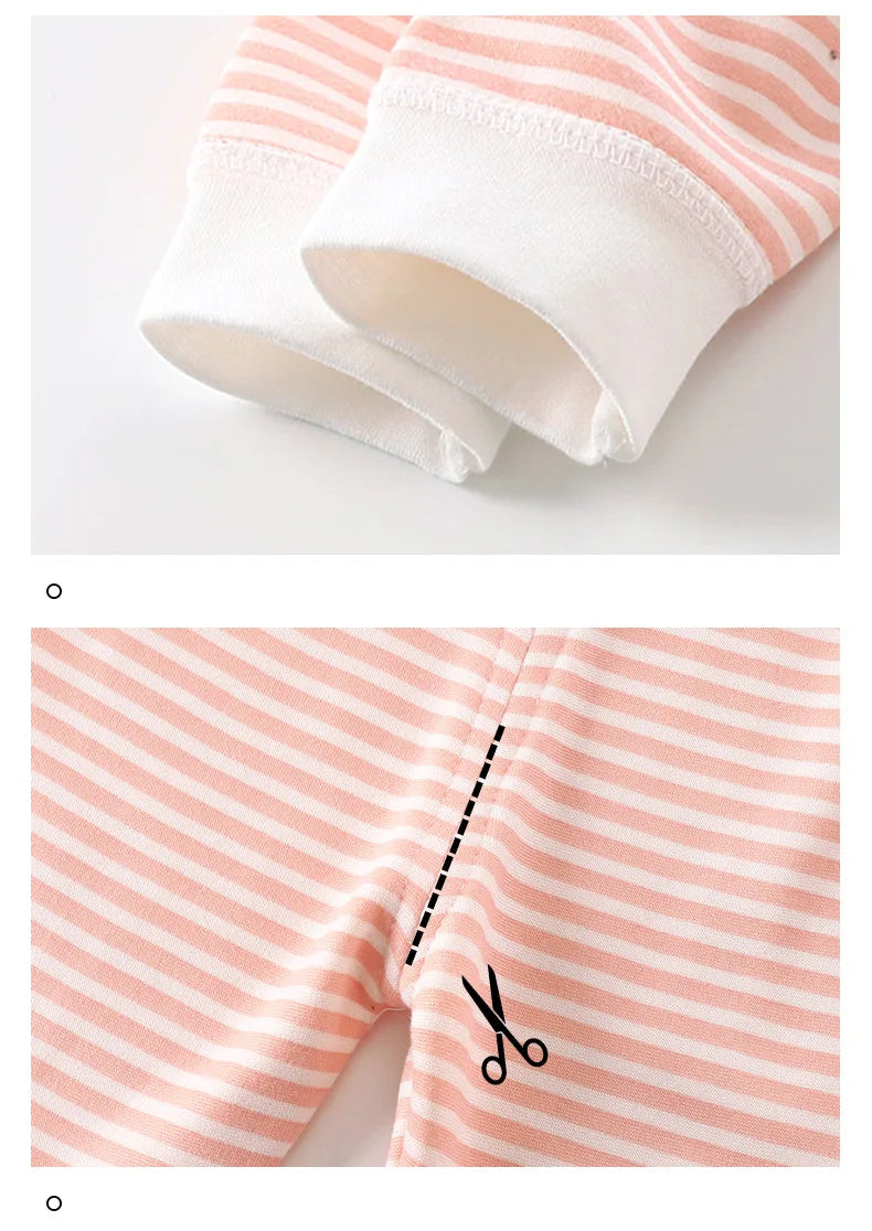 Children's Striped Plush Pyjama Set – Warm Top & Trousers, Ages 0–5
