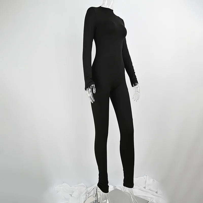 Women's Long Sleeve Bodycon Jumpsuit – Skinny Fit Streetwear Romper