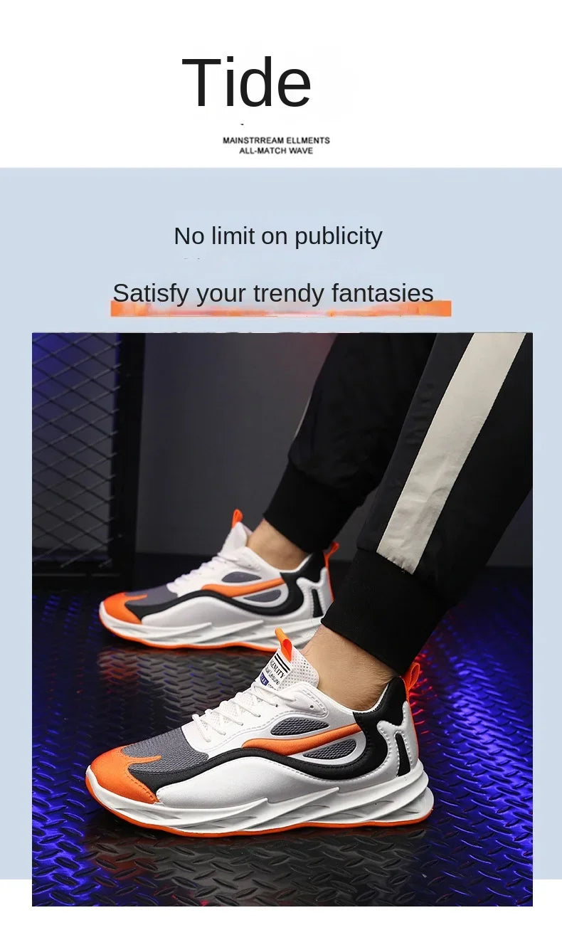 Men's Breathable Casual Shoes – Thick Sole Fabric Trainers