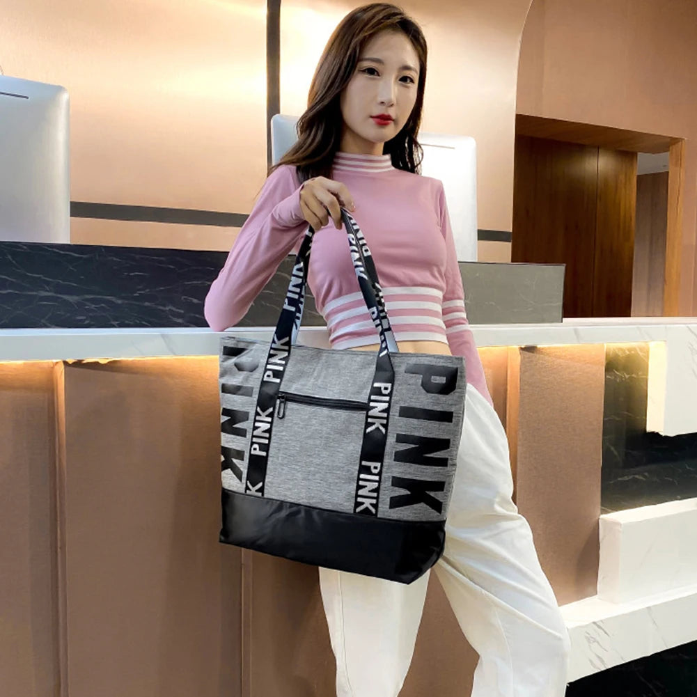 Women's Large Gym & Overnight Tote Bag – Lightweight Shoulder Bag with Zip