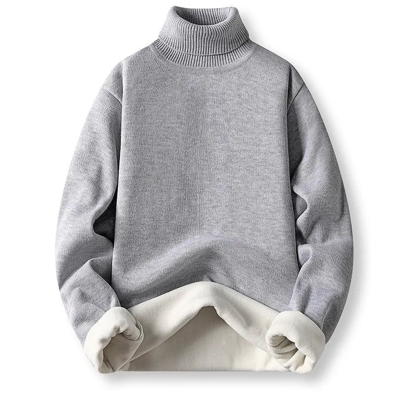 Men's Slim Fit Fleece Turtleneck Jumper – High Neck Winter Pullover