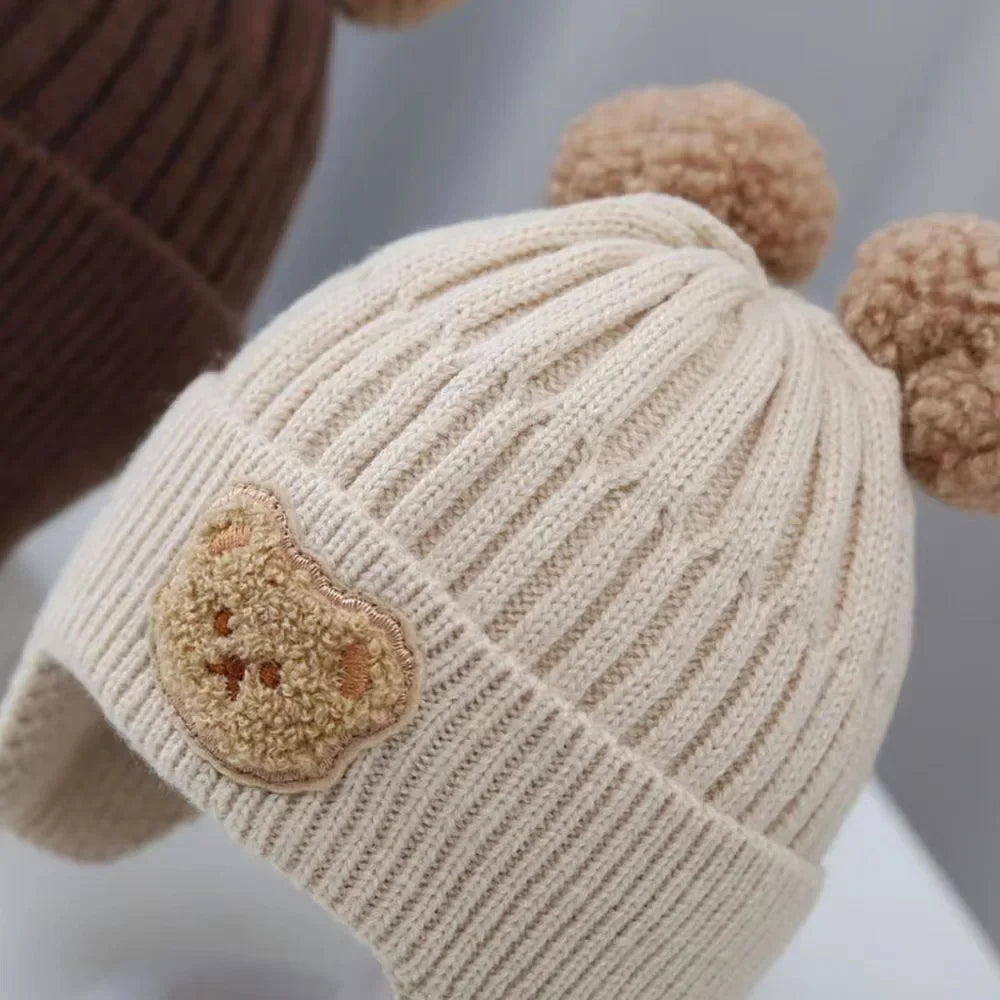 Baby & Toddler Bear Ear Knitted Hat – Warm Winter Beanie with Ear Protection