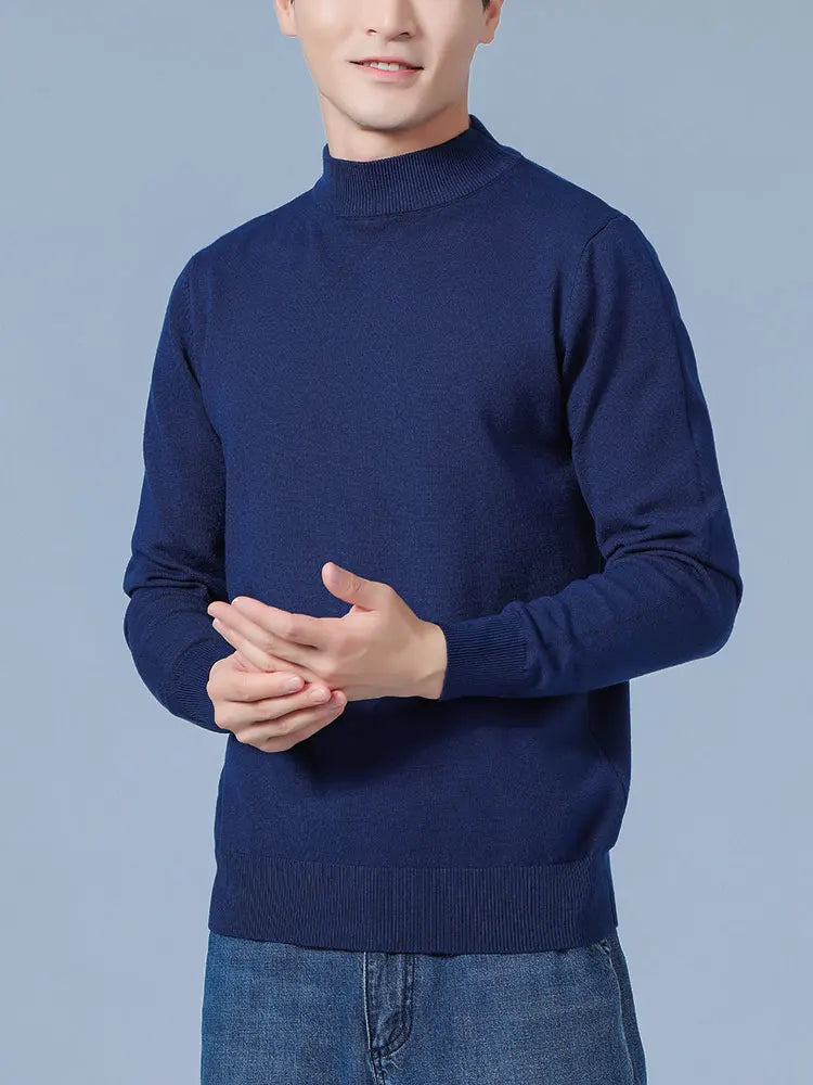Men's Cashmere Blend Half-Turtleneck Jumper – Soft Warm Winter Knit