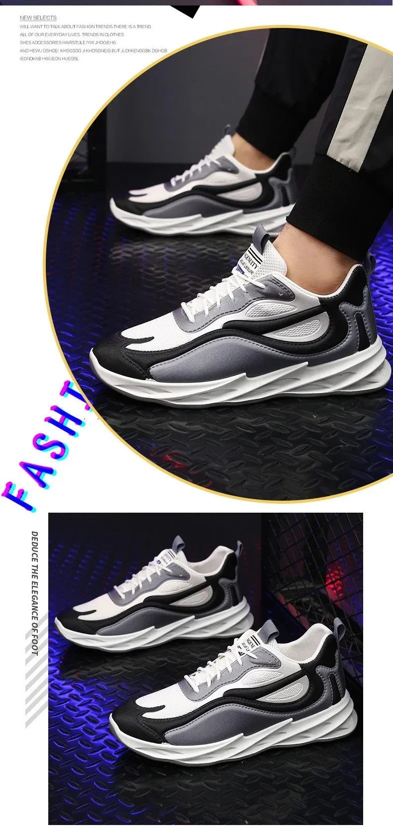 Men's Cushioned Running Trainers – Breathable Lightweight Sports Shoes