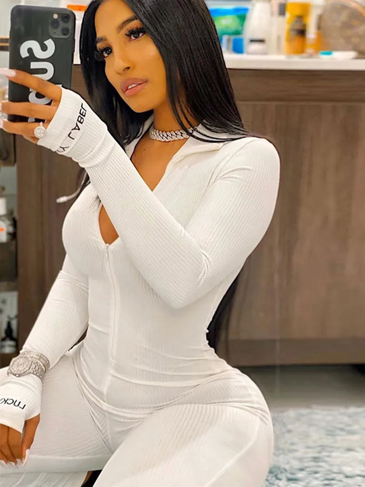 Women's Ribbed Turtleneck Jumpsuit – Skinny Fit Sportswear