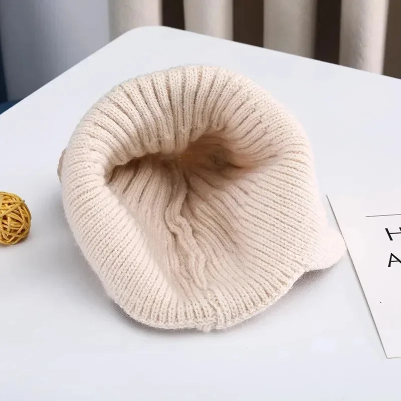Baby & Toddler Bear Ear Knitted Hat – Warm Winter Beanie with Ear Protection