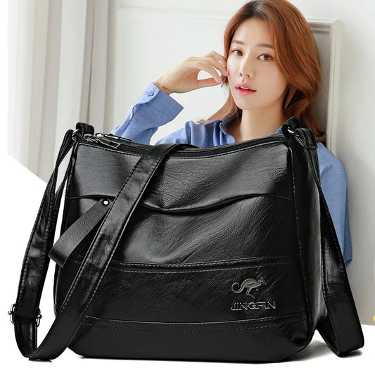 Women's Sheepskin Leather Crossbody Bag – Elegant One-Shoulder Handbag